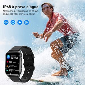 Smartwatch 1.69‘’ Tela Full Touch Colorida, IP68 à Prova d'água e com Monitor de Frequência Cardíaca
